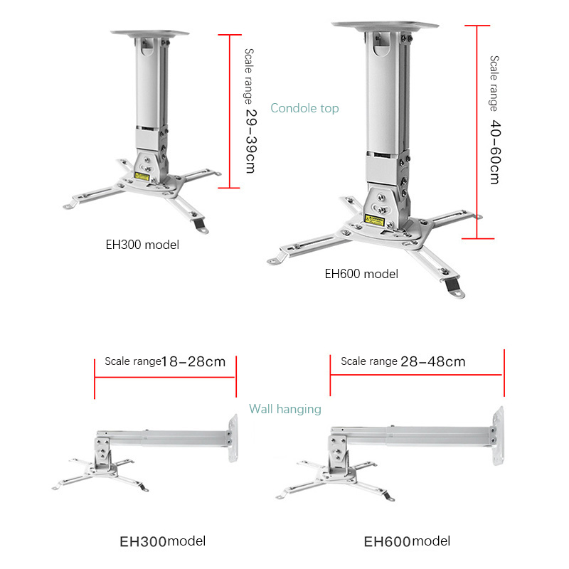 Projector Bracket Ceiling Mounting Bracket,Tilted Retractable for Inch 1/4 Screw Hole,30cm Claw Pitch Projector