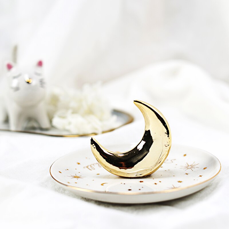 Nytår 1 stykke keramisk europæisk ring smykker fad perle fad ring opbevaringsplade pakke boligindretning bryllupsfødselsdag