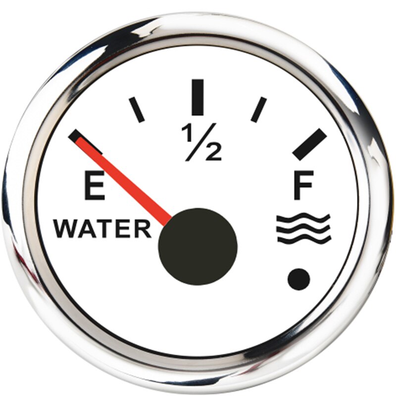 0-190ohm Auto Marine Water Level Gauge 52mm Boat Water Tank Level Gauge Indicator with Low Warning Light