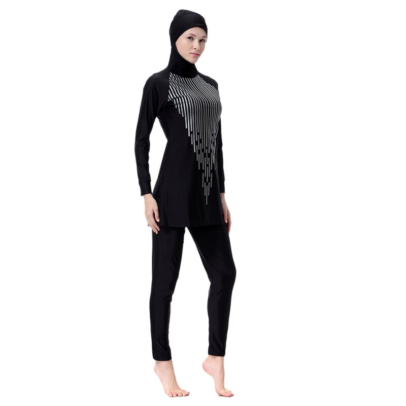 Musulmano Costume Da Bagno A Righe Vestiti di Costumi Da Bagno Delle Signore Modest Musulmano Costumi Da Bagno Vestiti di Nuoto