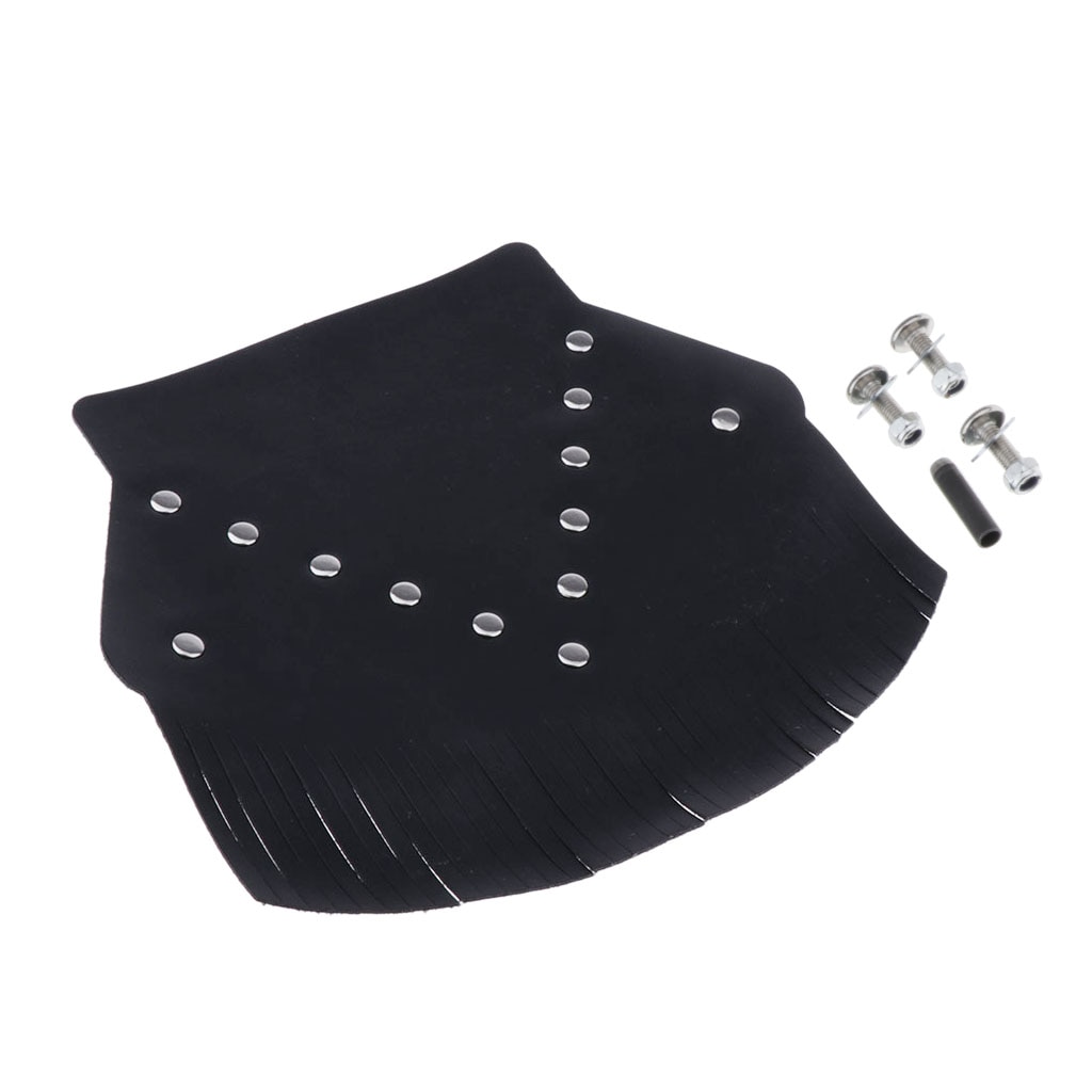 PU Leather Motorcycle Rear Fender Mud Flap Mudguard Cover with Fringe for Harley Sportster XL883 (Black)