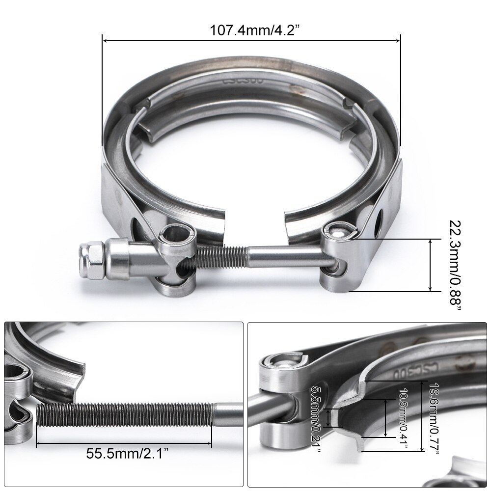 3" Stainless Steel 304 Normal V Band Clamp Turbo Exhaust Clamp Downpipe Intercooler Hose Pipe Clamp Quick Release V Band Clamp