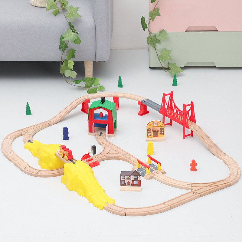 1Set Beech Wood Railway Vehicle Toys Accessories Wooden Track Assembled Educational Toys Fit All Wood Track Biro Toys for Kids