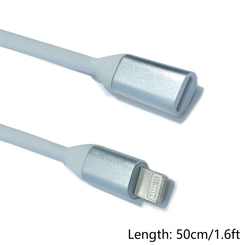 Lightning Verlengkabel voor iPhone 11 Pro Max, Xs Max, Xr, 8/8 Plus/7, iPad Air, iPad Mini 8pin Video Audio Data Snel Opladen: White 50cm 1.6ft