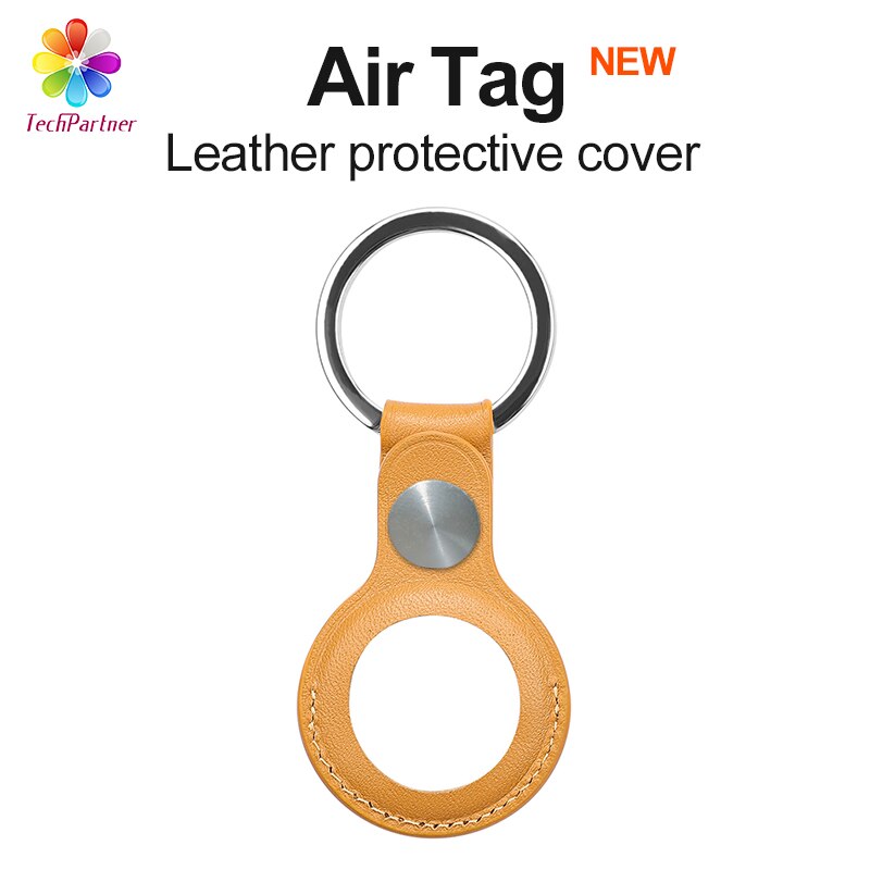 Nuove custodie protettive per Apple Airtag Tracker in pelle custodia portachiavi Airtag in Silicone anti-smarrimento Airtag Cover Leder: yellow Leather