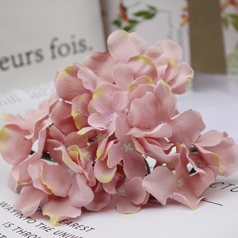 Flores artificiais da seda da flor do buquê da hortênsia com haste livre para o presente da decoração do casamento da casa jan88: lotus root pink