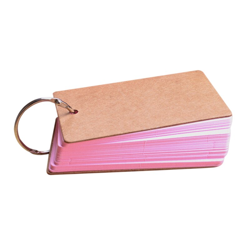 Kawaii Cute Loose-Leaf Portable Buckle Binder Notes Flash Cards Memo Pads DIY Blank Card Stationery Quotes Words Memory Notebook: Pink