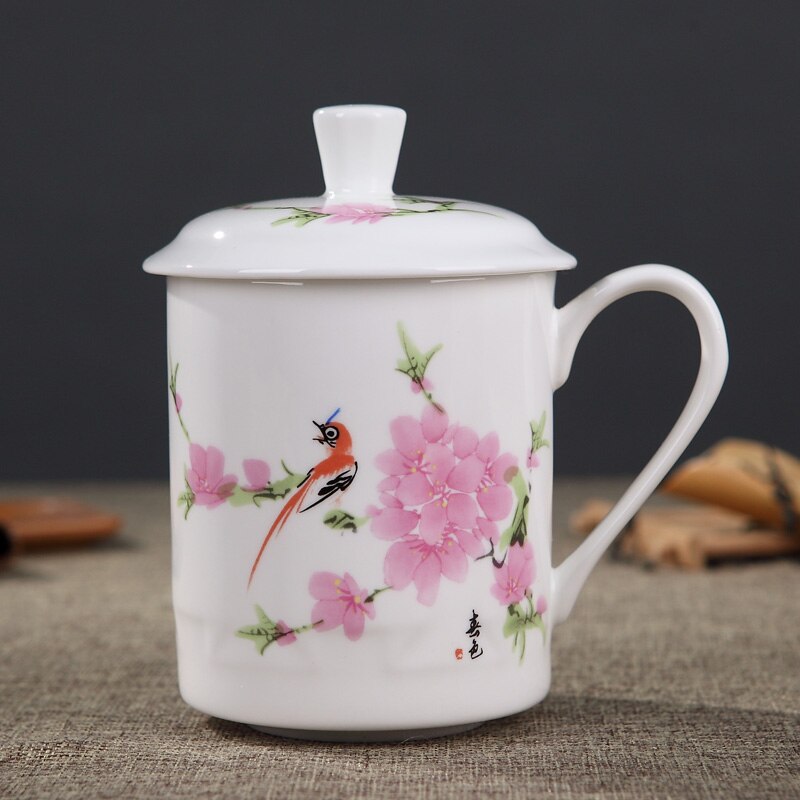 500ml Handmade Dragon Jingdezhen Bone China Tea Mug with Lid Ceramic Tea Infuser Tea Cup Office Water Cup Mug Drinkware: C