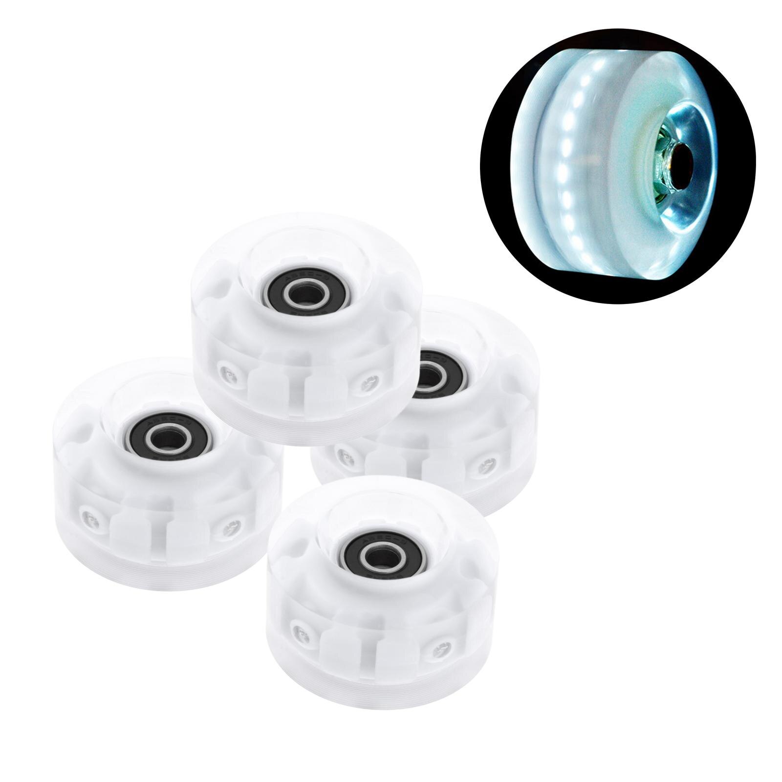4Pack Quad Roller Skate Wielen Licht Up Lagers Voor Dubbele Rij Schaatsen Grip Lagers Onderdelen Gratis Rollerskate: White