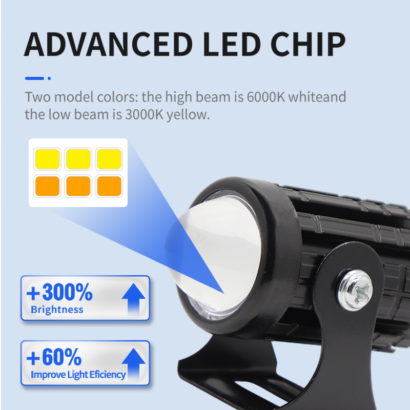Phare LED pour Moto, Mini feu de conduite universel, projecteur double couleur, remorque de camion, accessoires de Moto tout-terrain