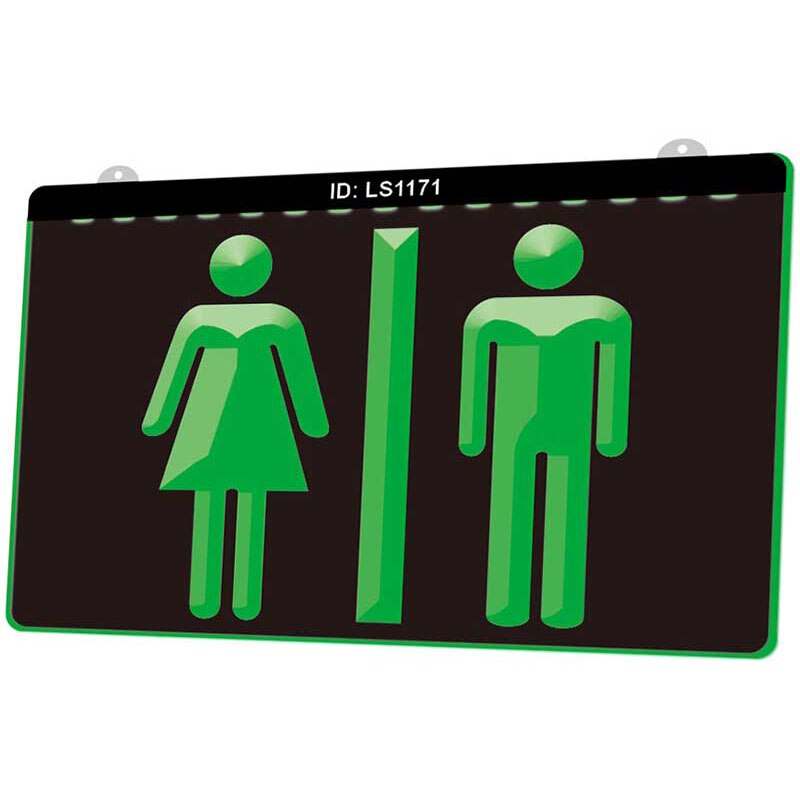 Ls1171 toiletten toiletten 3d graveren led-lichtbord meerdere kleuren gratis detailhandel