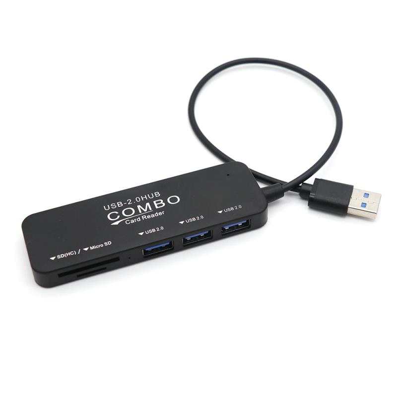 Support Card Reader 5 Port USB 2.0 Charger Super Speed HUB Adapter for Computer Splitter
