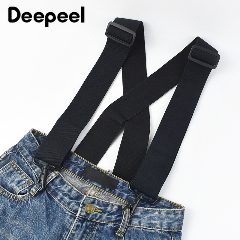 Deepeel 5*120cm herrhängslen för vuxna, 4 klämmor, krokspänne, breda stretchremmar, manliga jockstrap-hängslen, mäns kjol, jeanstillbehör