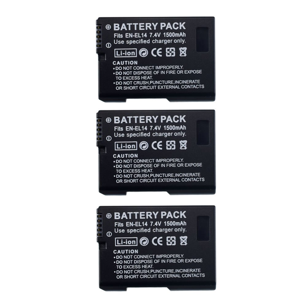 2x EN-EL14 EL14 Camera Battery For Nikon D5200 D3100 D3200 D5100 P7000 P7100 MH-24 D3500 D3300: 3 Battery