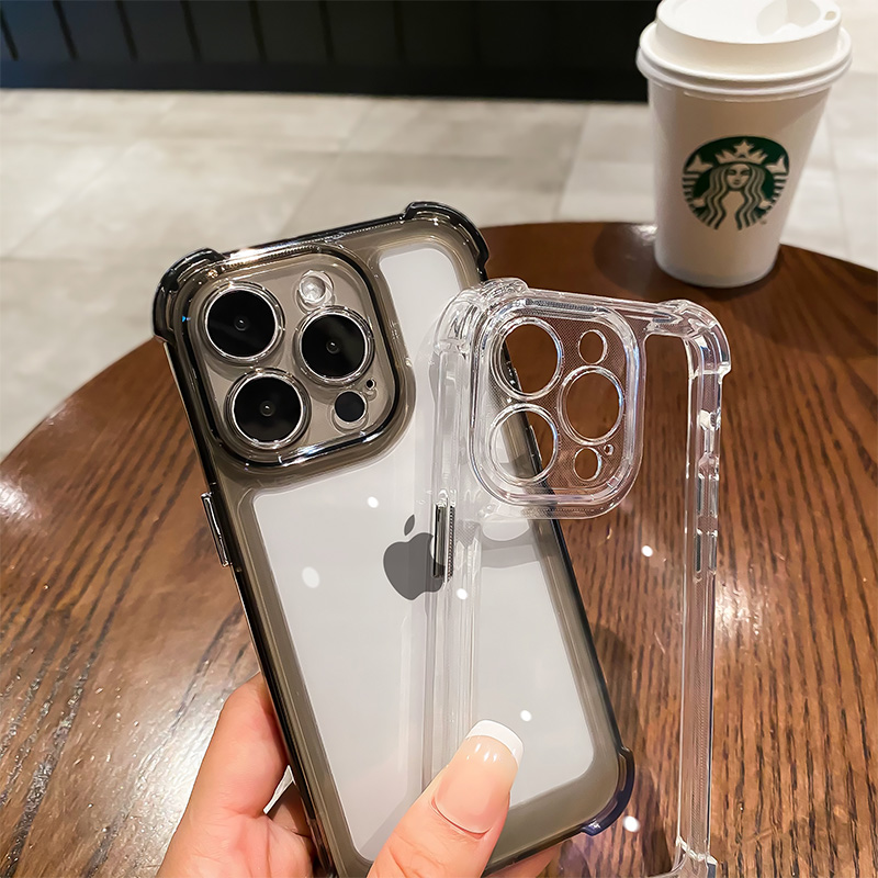 Simple and high-end phone case suitable for iPhone 13/14/15/16 Pro transparent all inclusive anti silicone airbag