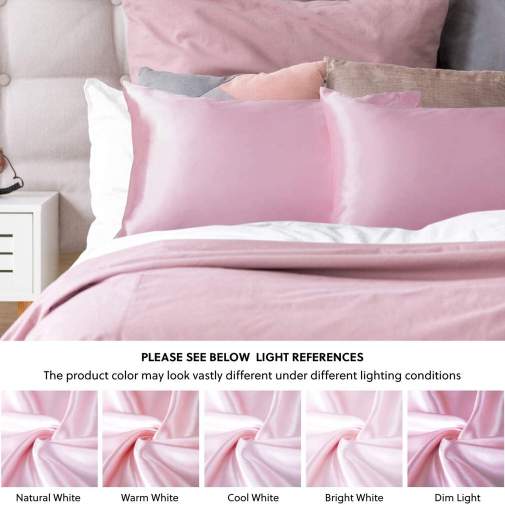 1 pz federa di seta satinata nero rosa tinta unita raso imitazione seta federa US Twin Queen King Size federa Dropship