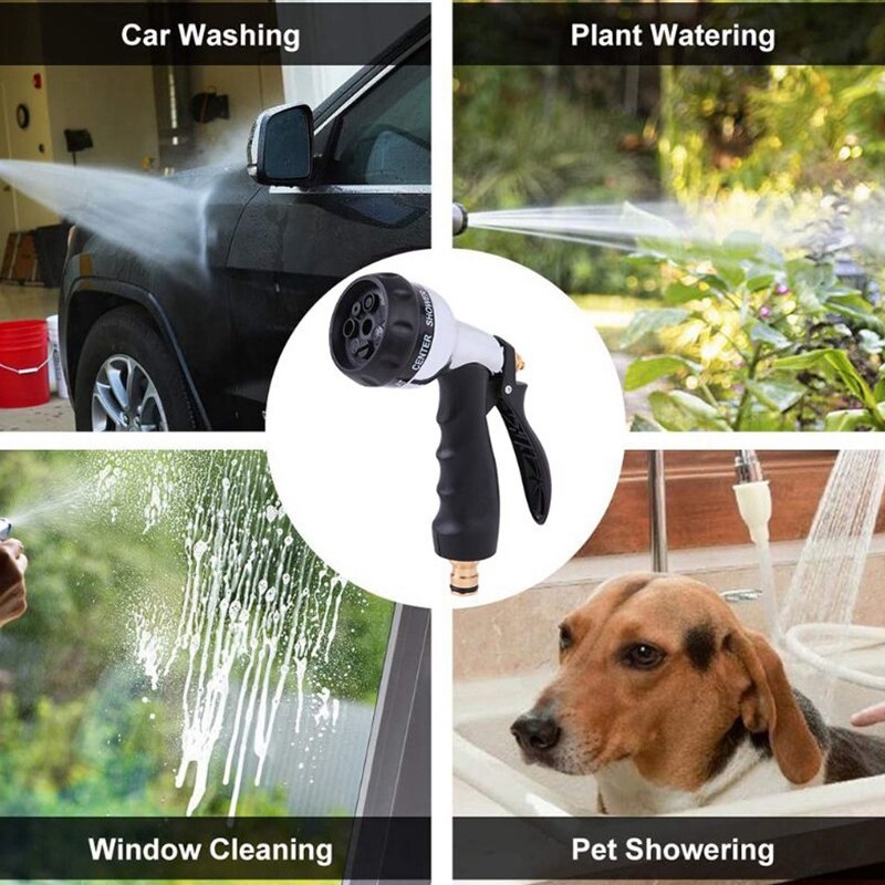 Tuinslang Sproeikop Met 7 Spray Patronen Multifunctionele Druk Wassen Voor Watering Planten Wassen Auto