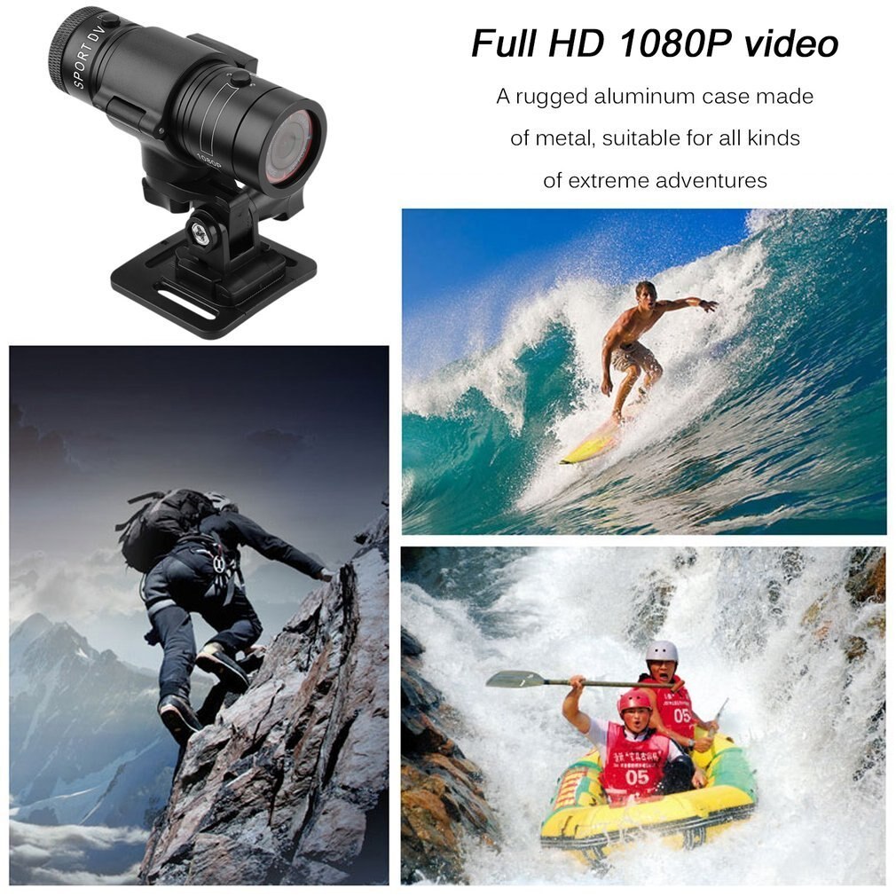 Fuld  hd 1080p dv mini vandtæt sport kamera cykelhjelm handling dvr video cam 120 graders vidvinkel  f9 sort acehe