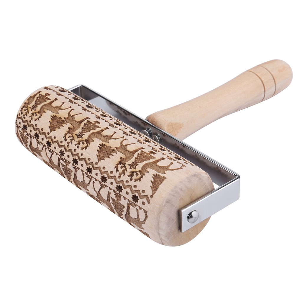 Kerst Rolling Pins Rock Xmas Tree Elanden Houten Rolling Embossing Bakken Cookies Biscuit Roller rouleau patisserie noel # 3F