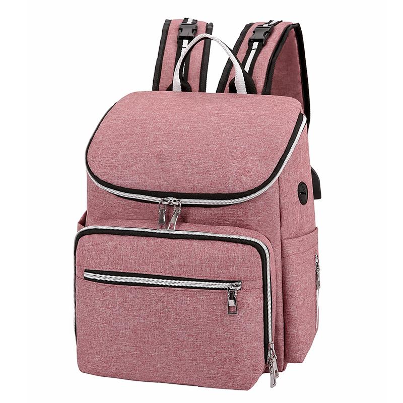 Mochila babysitter feminina de poliéster, mochila multifuncional para mulheres, 2020: Pink