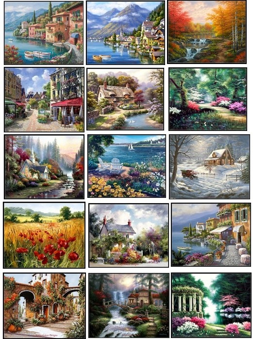 Broderie point de croix compté Kits couture-artisanat 14 ct DMC couleur bricolage Arts fait main décor-paysage 228 w x 182 h