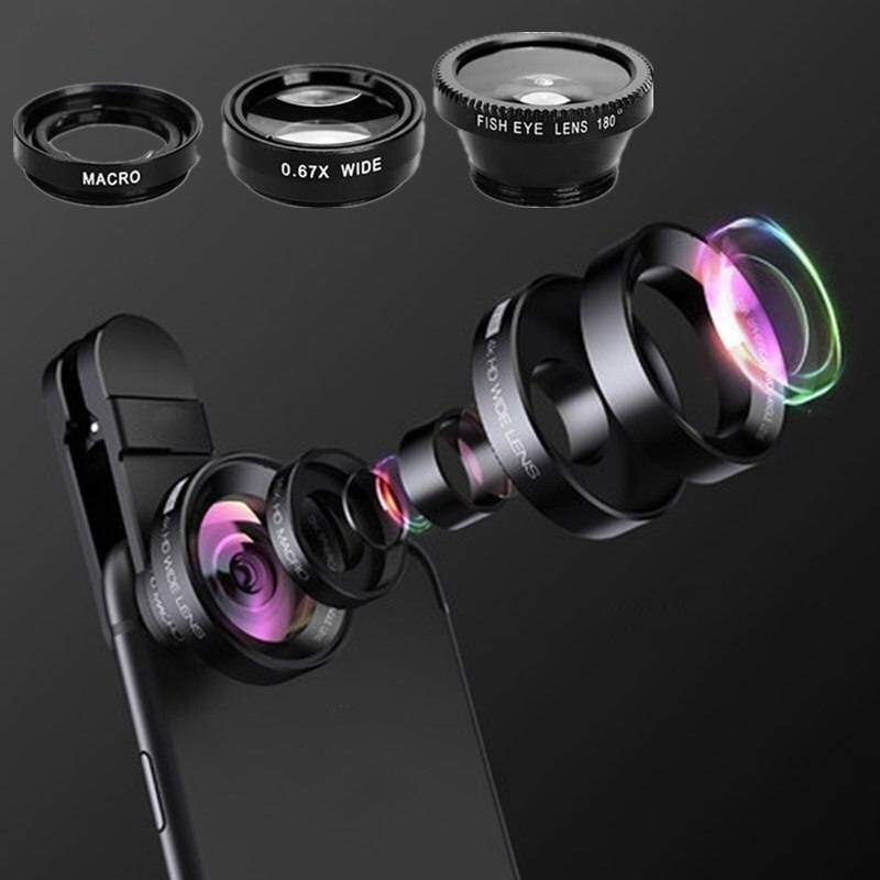 3 In 1 Fisheye Lens Wide Angle Macro Fish Eye For iPhone 11 Pro MAX Universal Ojo De Pez Movil For Samsung Note 10 Olho De Peixe