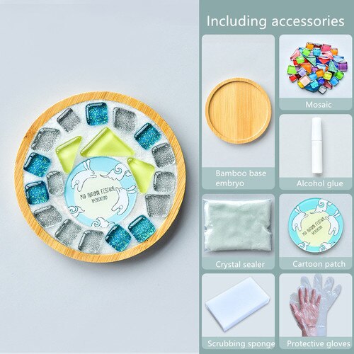1Set Glas Mozaïek Tegels Voor Diy Handgemaakte Hobby Bamboe Coaster Handgemaakte Voor Kinderen Puzzel Mozaïek Materiaal: 20