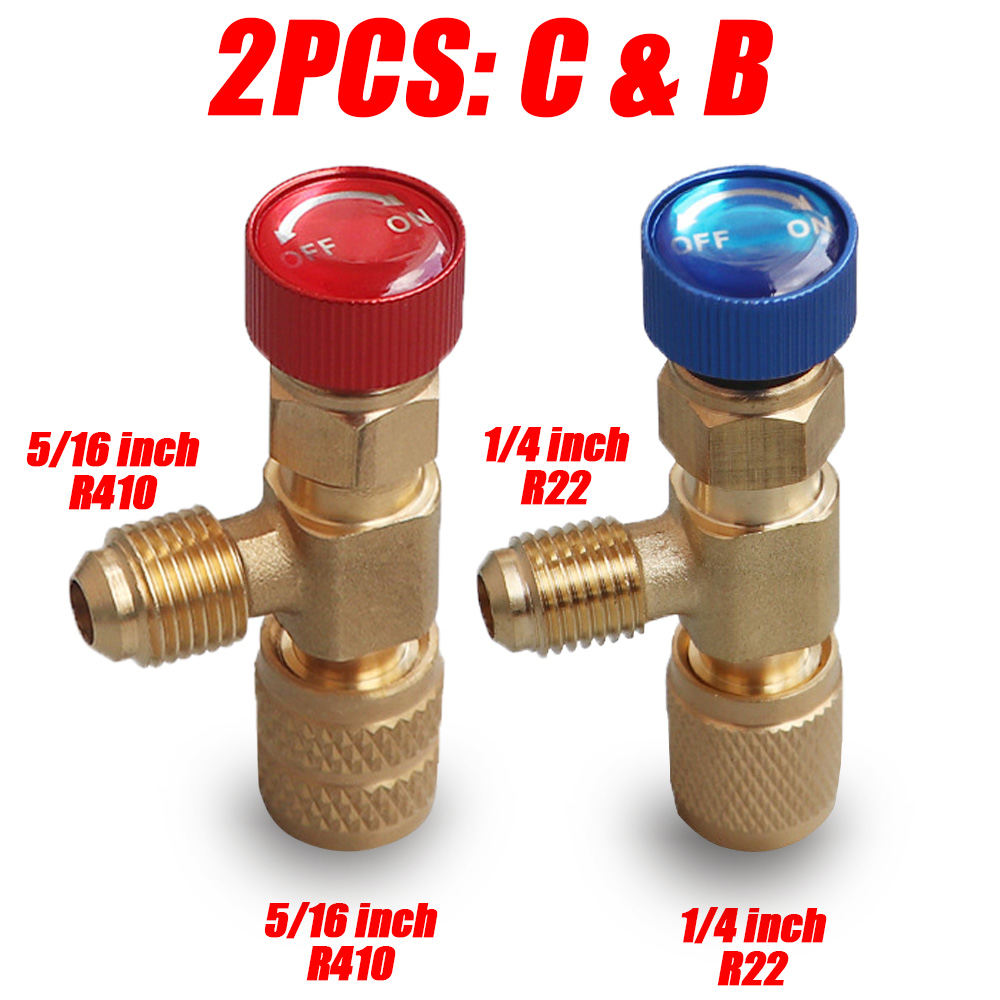 4/2/1 Uds R410A R22 1/4 "válvula de seguridad de carga de refrigeración aire acondicionado refrigerante adaptador de líquido de seguridad piezas de herramientas de mano: Verde