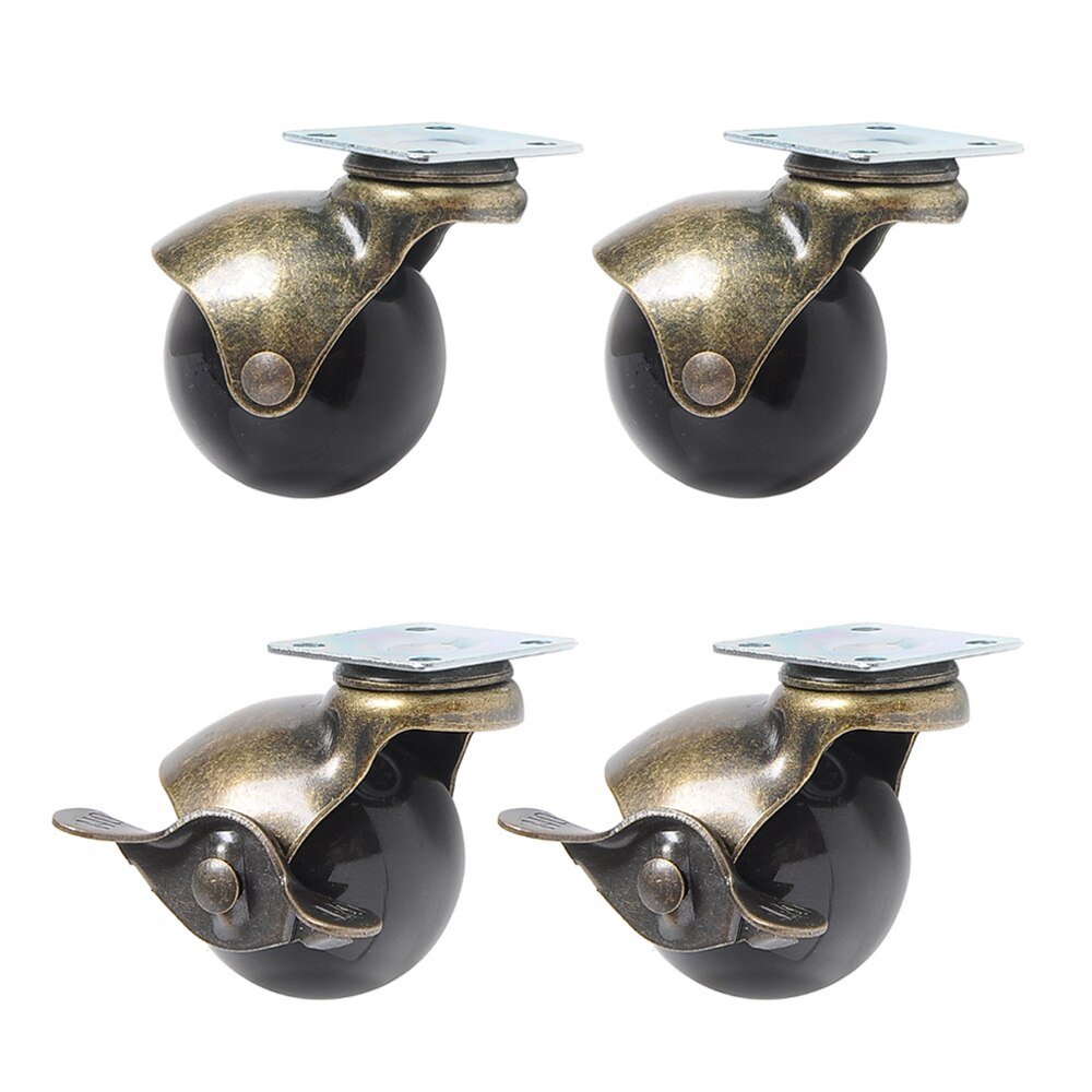 360 Degree Swivel Caster Wheels, Ball Caster Wheels With Top Plate No Noise Wheels For Furniture Cabinets(1.5/2 inch with brake): 1.5 Inch