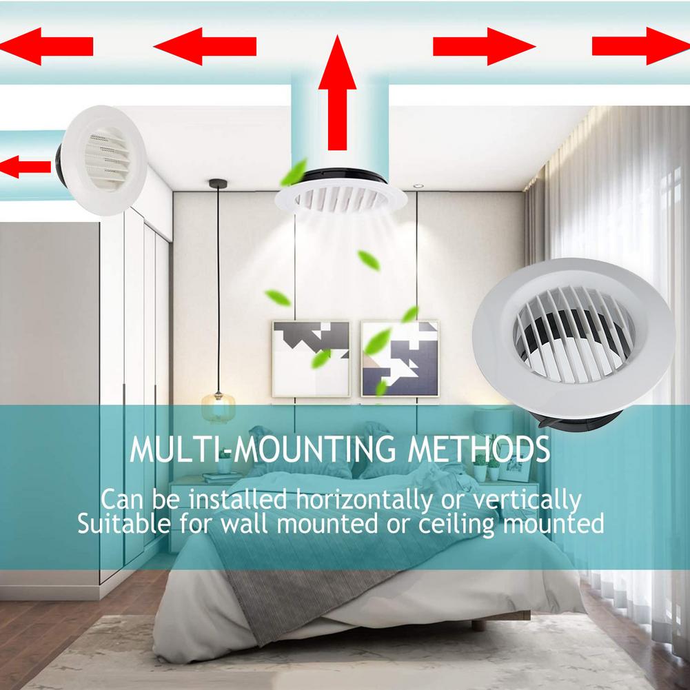 Round Air Vent ABS Louver Grille Cover White Soffit Vent With Built-in Fly Screen Mesh For Bathroom Office Kitchen Ventilation