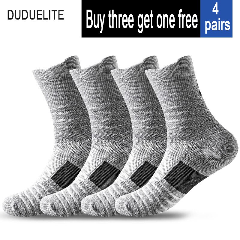 Basketballsokker elite sokker rør tykke håndklædestrømper skridsikre svedabsorberende træning sportssokker mænd kvinder: 4 grå
