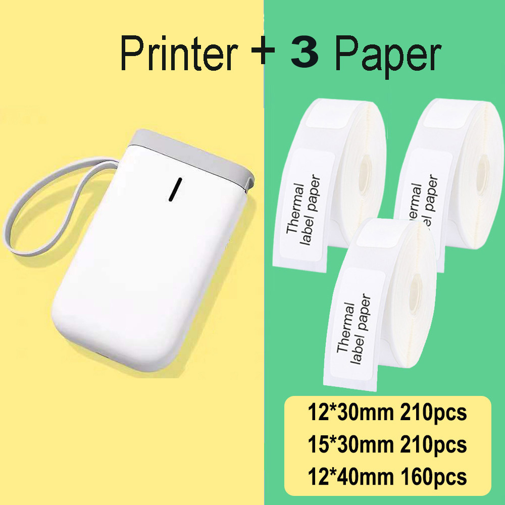 Mini langaton tarratulostin kannettava taskutarratulostin kannettava bluetooth lämpötarratulostin kotikäyttöön toimistotulostin  d11: Tulostin 3 paperivalkoinen