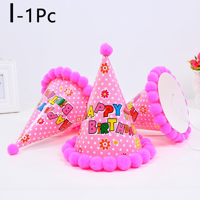 Birthday Caps Baby Kid Rainbow Birthday Party Hat Child Crown Decoration Pompon Paper Cap Cartoon Pattern Festival Birthday Hat: I