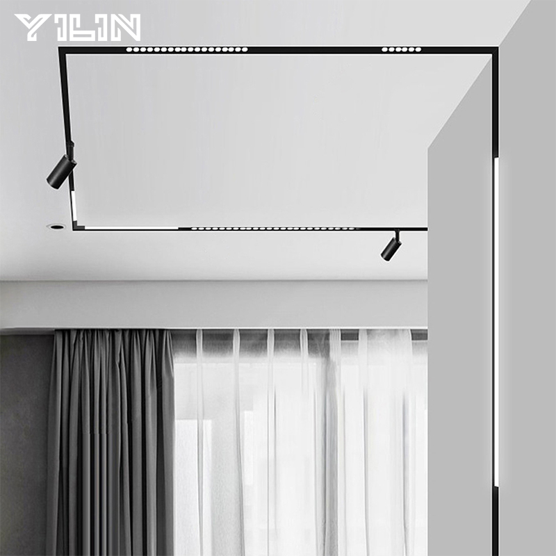 Embutido Magnetic LED Track Light, COB Linear Spotlight, Magnet Grille Lamp sem luz principal, Iluminação Sala de estar, Ceil Lamp