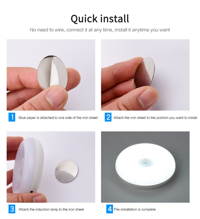 Usb Oplaadbare Sensor Nachtlampje Automatische Draadloze Wandlamp Magnetische Led Motion Lamp Voor Slaapkamer Trappen Kast Kledingkast