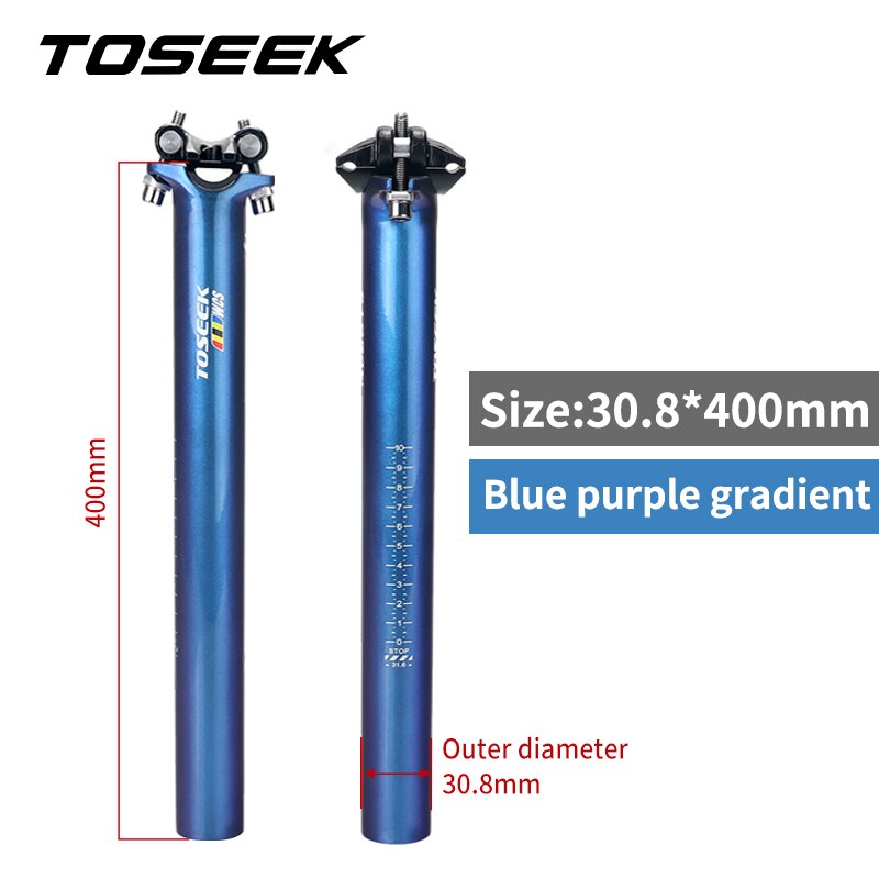 TOSEEK carbonio Seatpost abbagliare blu a viola Mtb Seatpost bicicletta Seatpost carbonio 27.2/30.8/31.6mm 350/400mm MTB bicicletta posto a sedere inviare: wcs-308-400mm