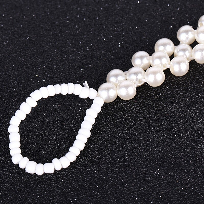 1Pc Bohemian Gesimuleerde Parel Kralen Ketting Enkelbanden Voor Vrouwen Strand Barefoot Sandalen Crystal Teenringen Enkelband Foot Sieraden