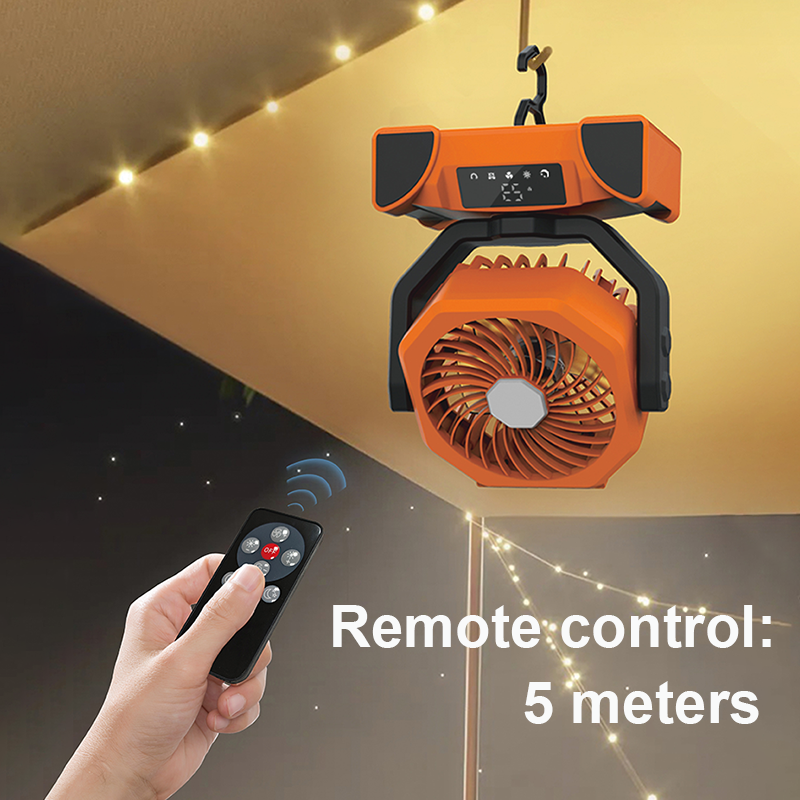 Bureauventilator met verlichting, campingventilator met verlichting, oplaadbare draagbare circulatieventilator, draadloze plafondventilator met powerbank, led-verlichting