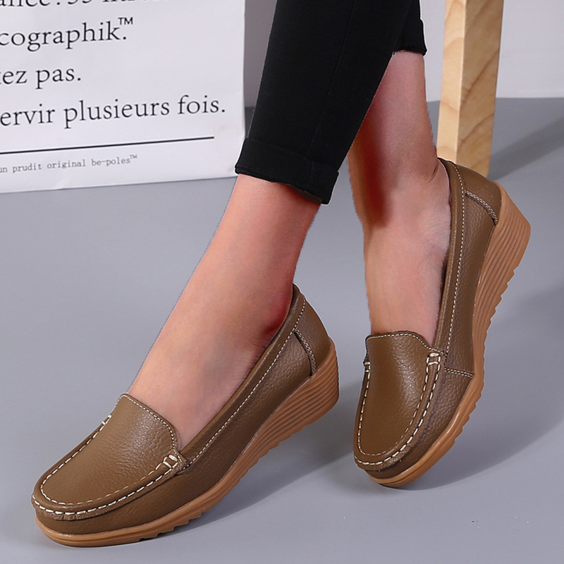 Scarpe basse da donna con zeppa in vera pelle da passeggio scarpe da infermiera donna slip on mocassini da donna scarpe a piedi nudi mocassini scarpe da donna