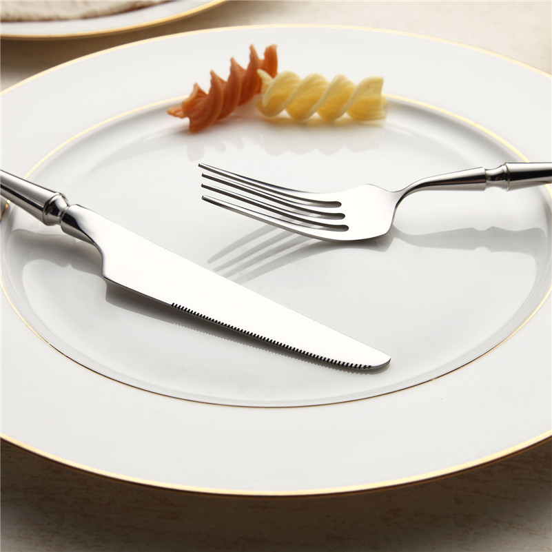 6pcs Luxury 18/10 Stainless Steel Dinner Knife Cutlery Kitchen Steak Knife Silverware Tableware Gothic Wedding (just knife)