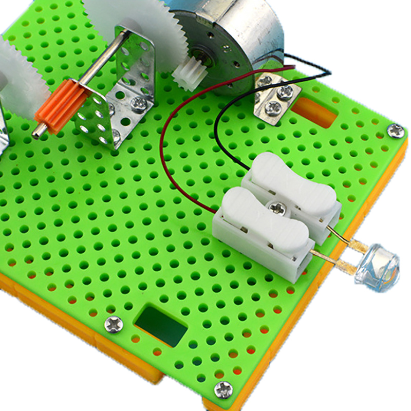 1set DIY Wetenschap Gizmo Hand Crank Generator Kids Puzzel Gemonteerd Kits Eenvoudige Natuurkunde Experiment Onderwijs Middelen