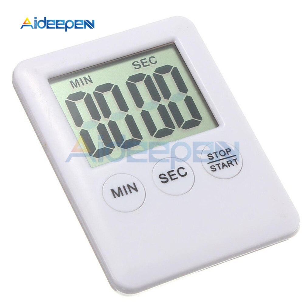 Super Dunne Grote LCD Digitale Scherm Kookwekker Vierkante Koken Tellen Countdown Alarm Magneet Klok Herinnering Timer: White