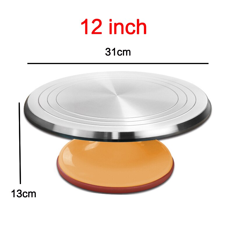 8-12 Inch High Cake Turntable Platform Aluminum Alloy Rotating Baking Stand Decorating Tools Mould Scale Maker Dessert: Yellow 12 inch
