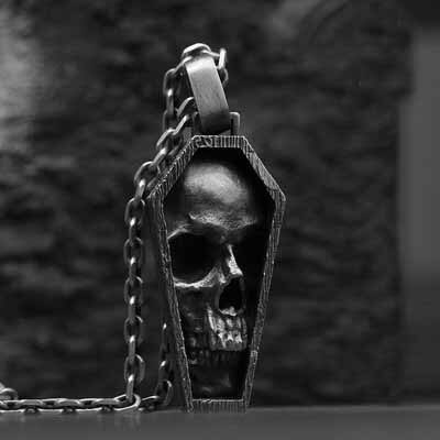 Charms Viking Dragon Skull Pendant Necklace Men's Biker Rock Punk Jewelry Antique Retro Chain OSDZ107: Light Yellow Color