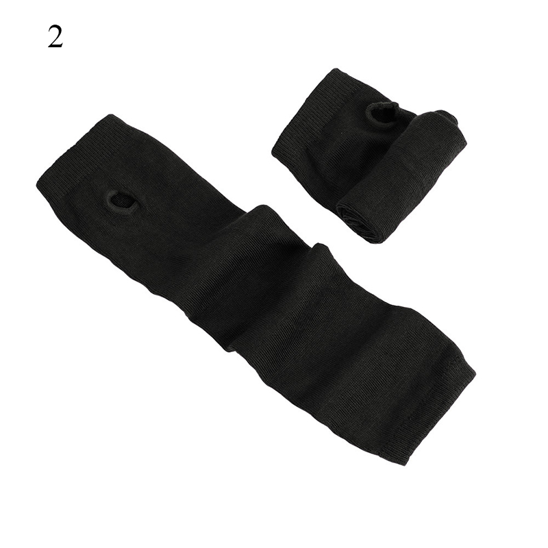 Winter Warm Long Gloves For Women Men Knitted Fingerless Elbow Gloves Red Striped Hip-Hop Mittens Outdoor Elastic Arm warmer: black