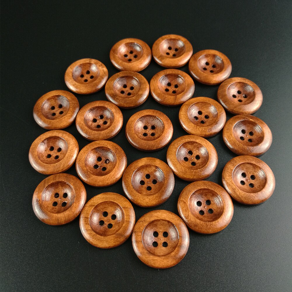 4 gaten 20 stuks ronde houten knopen diy kleding kleding naaien decoratieve knopen 25mm(1 ") scrapbooking knopen voor kleding