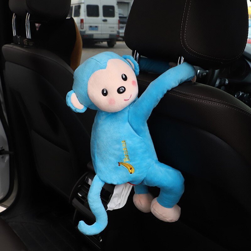 Urocza małpka pudełko na chusteczki robić samochodu zawieszenie tkanka skrzynka przenośne biuro w domu pudełko na chusteczki robić samochodu wieszak na ręczniki karton akcesoria samochodowe: niebieski