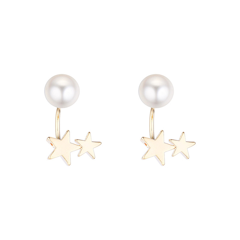MS Betti Concise perla estrella pendientes chaqueta mate color oro S925 pin Nueva joyería directo de fábrica: Star Pearl earrings