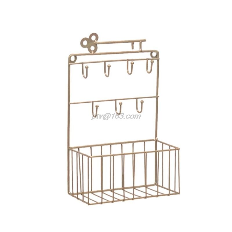 Wall Mounted Mail and Key Holder 7 Hook Rack Organizer Pocket and Letter Sorter for Entryway Kitchen Home Office Decor: Bronze