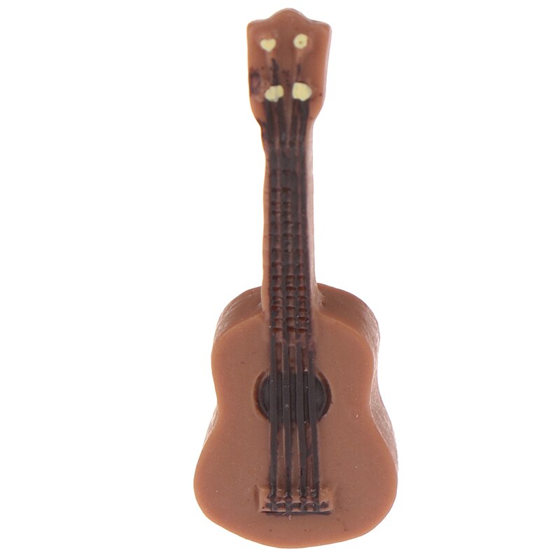 Śliczne 1PC 1/12 skala akcesoria gitarowe domek dla lalek miniaturowy instrument część robić wystroju domu dziecko meble drewniane ornament robić rękodzieła: 1.2x3.5cm